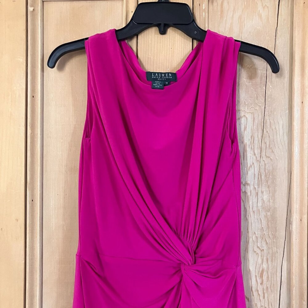 Lauren Ralph Lauren Womens Twist Knot Front Dress Size 10 Pink Magenta SP EXC - Picture 6 of 12